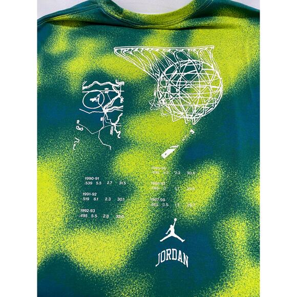 Jumpman Jordan Graphic Tee Size Large Green/Yellow Tie-Dye Short Sleeve - Picture 7 of 11